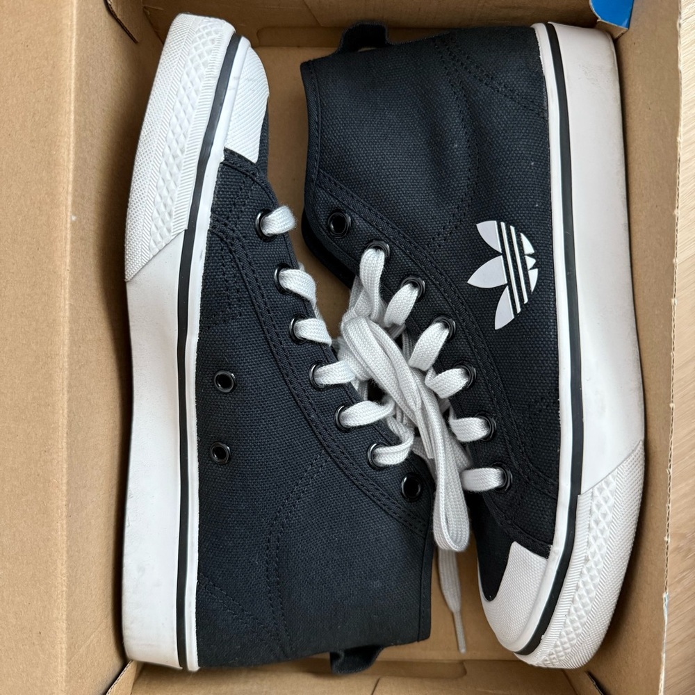 Adidas Nizza Hi - Black/White High-Top Canvas Sneakers